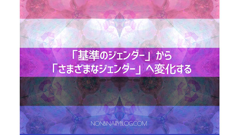 基準の性別から様々な性自認に時や日によって変化する。ジェンダーフルイド /ジェンダーフリュイド
Gender fluid